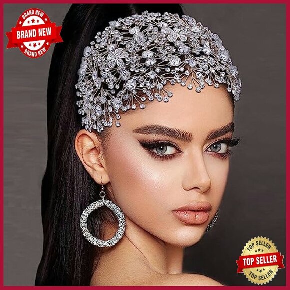 Handmade Bridal Rhinestone Headband 12.6x5.5 Inches Wedding Hair Accessory main image 4